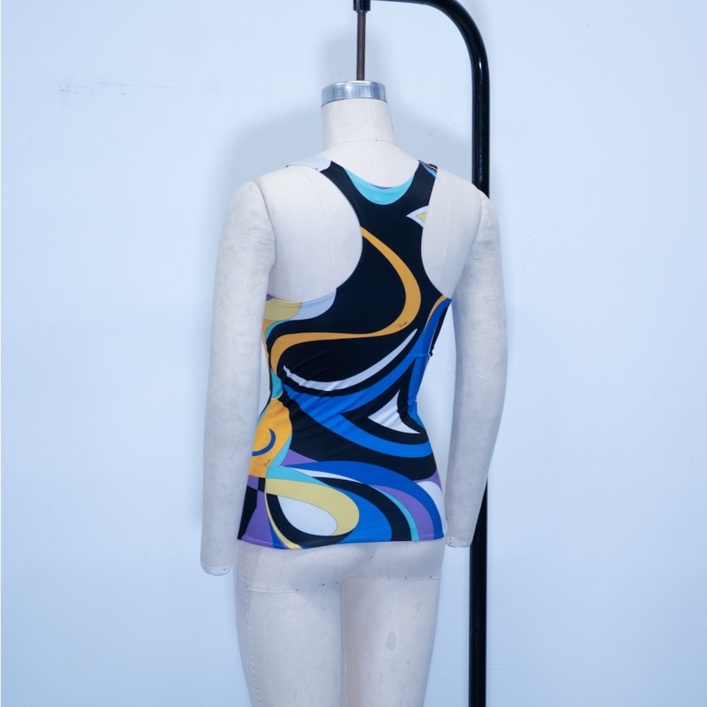 Emilio Pucci Blue and Yellow Abstract Tank Top - Picture 5 of 6
